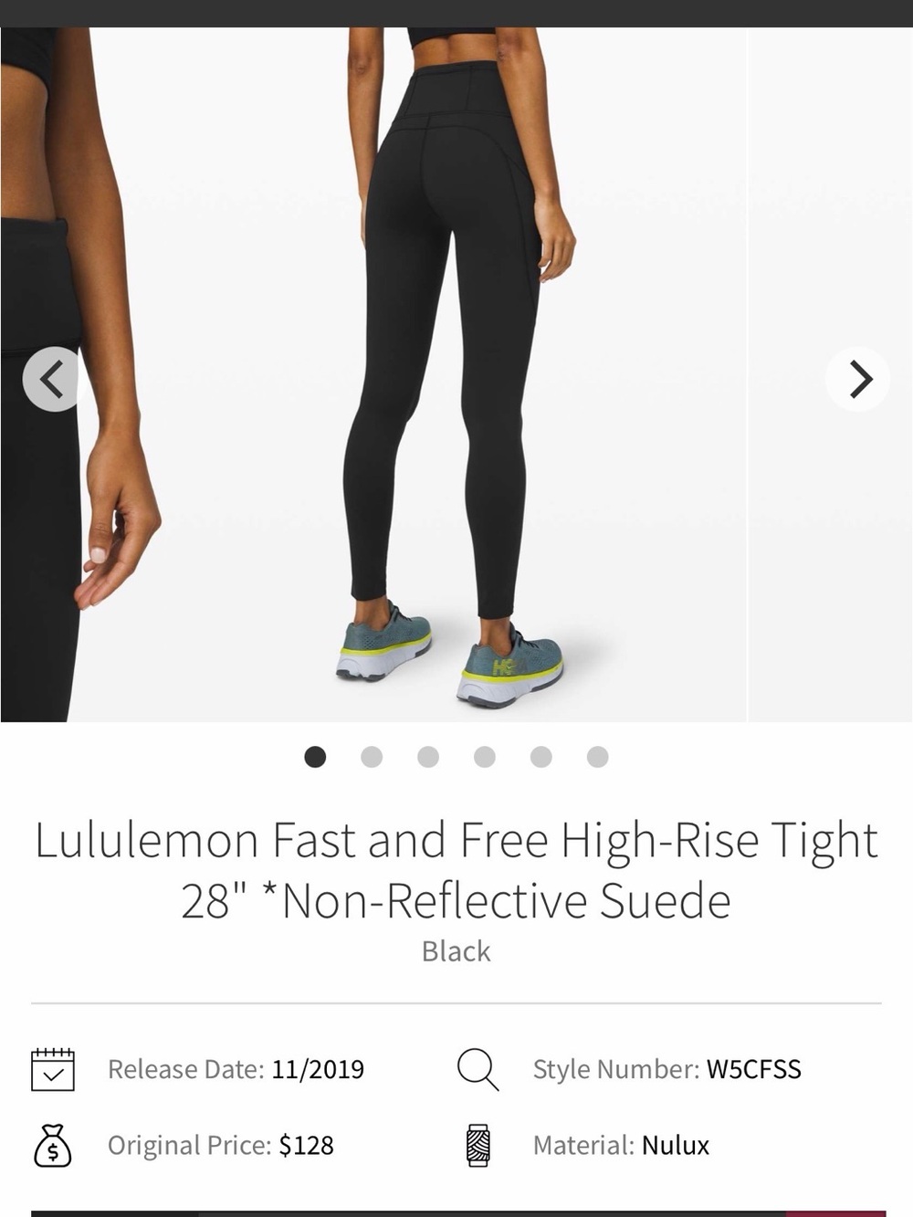 lululemon athletica Fast and Free High-Rise Tight 28" - Black sz 6